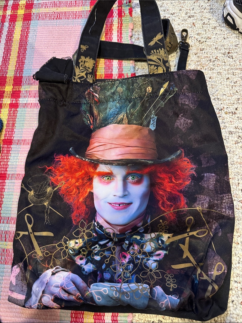 Black Graphic Kids Costume Tote Bag with Red Accent - Picture 1 of 2